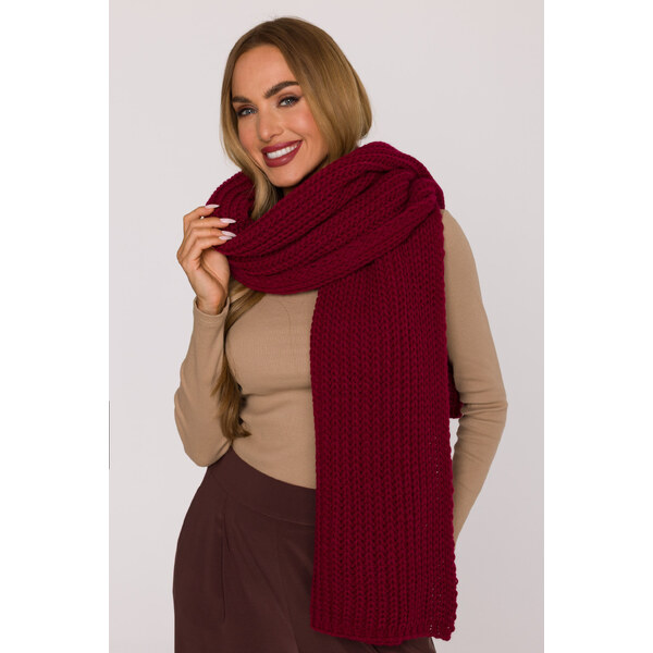 MOE Dlhý šál s rebrovanou väzbou | bordová M896 66553532