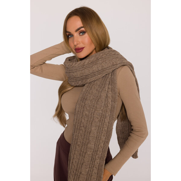MOE Dlhý šál s pletenou väzbou | béžová M898 66553540