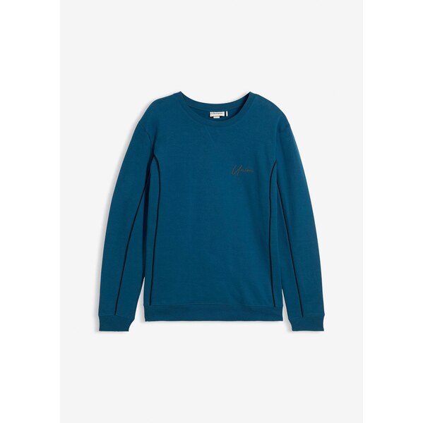 bonprix Mikina s kontrastnými detailmi, z čistej bavlny, farba modrá 66559864