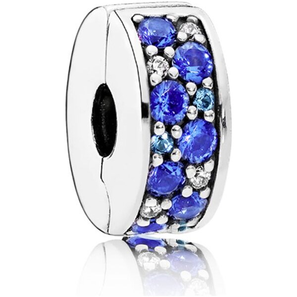 PANDORA klip so silikónom Modrá mozaiková lesklá elegancia 58185131