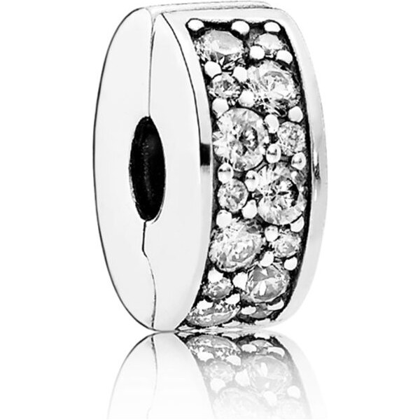 PANDORA klip so silikónom Žiarivá elegancia 58185129