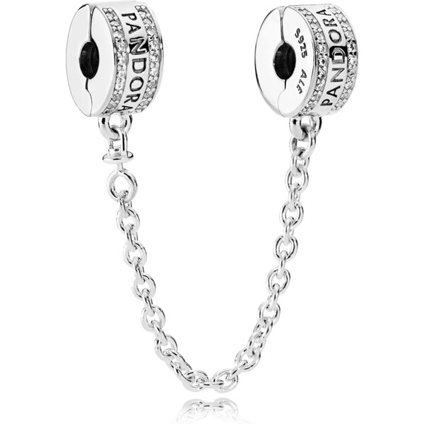 PANDORA bezpečnostná retiazka klipová so silikónom a logom PANDORA 58185193