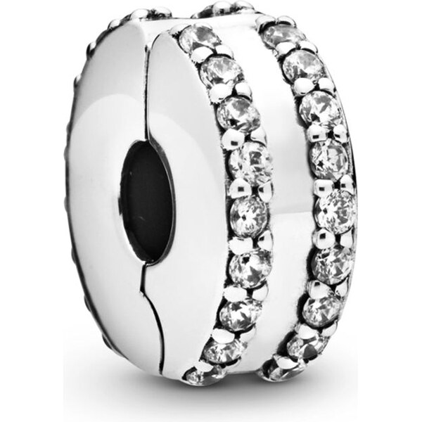 PANDORA klip so silikónom Dve línie 58185276