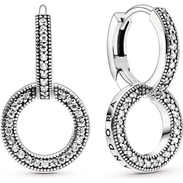 PANDORA Náušnice Trblietavé dvojité kruhové náušnice 58185346