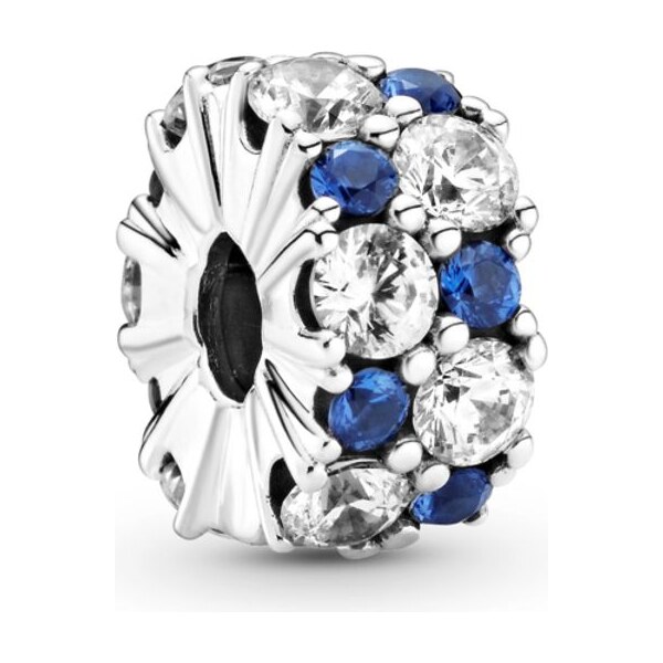 PANDORA klip so silikónom Číry a modrý ligot 58185373
