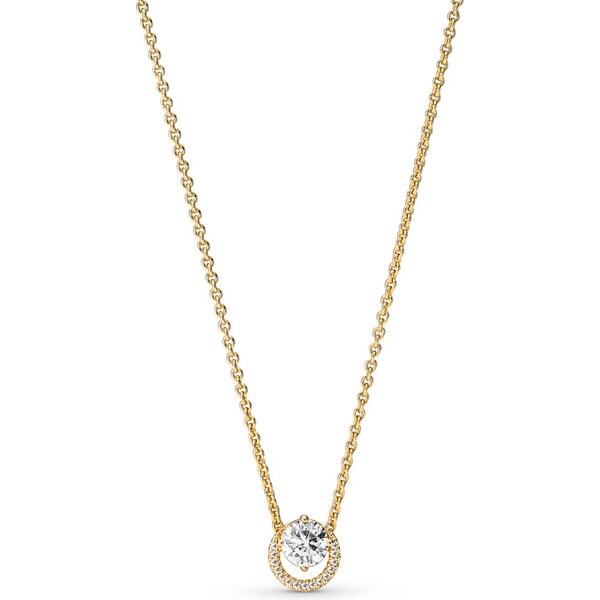 PANDORA pozlátený náhrdelník Trblietavá okrúhla aureola 58185566