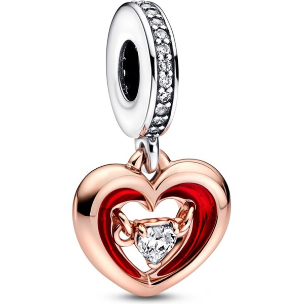 PANDORA prívesok Dvojfarebné žiarivé srdce 58185736
