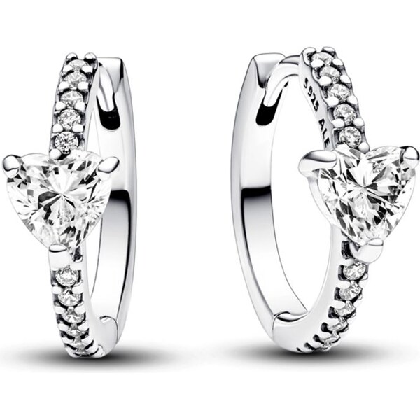 PANDORA kruhové náušnice s trblietavým srdcom 58186038