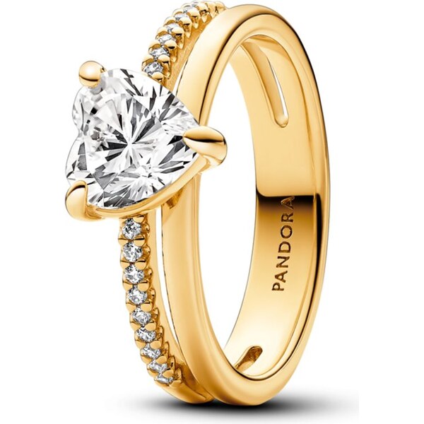 PANDORA dvojpásmový prsteň so srdcom 58186083