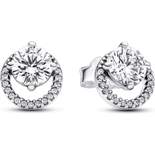 PANDORA kôstkové náušnice Trblietavá okrúhla aureola 58186099