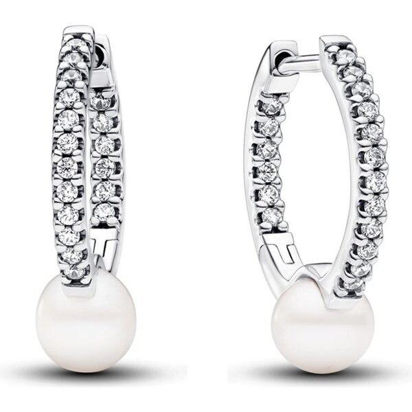 PANDORA Kruhové náušnice s upravenou sladkovodnou kultivovanou perlou 58186125