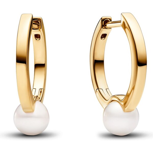 PANDORA Kruhové náušnice pozlátené s upravenou sladkovodnou 58186126