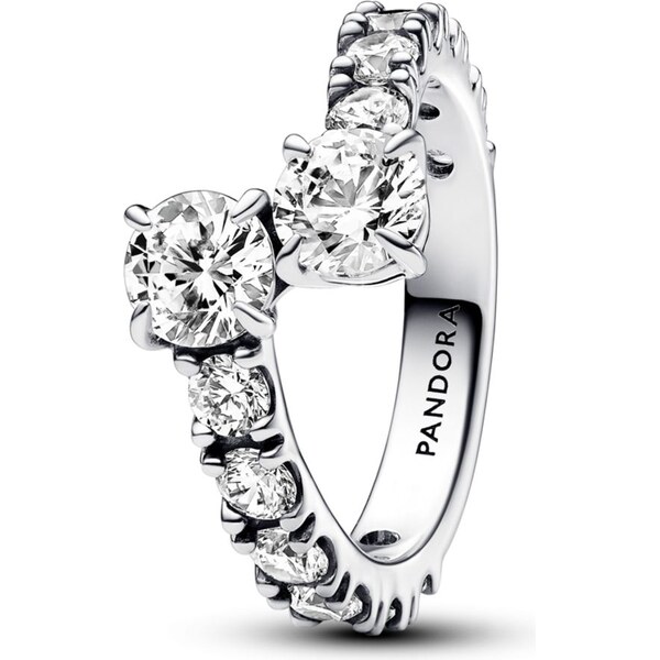 PANDORA prsteň Prekrývajúce sa trblietavé krúžky 58186138