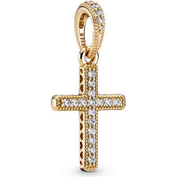 PANDORA zlatý prívesok Trblietavý krížik 58185420