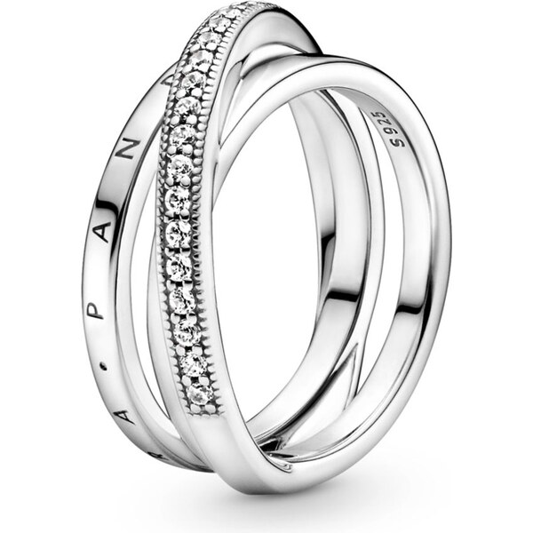 PANDORA Trojkrúžkový prsteň prekladací vysadený 58185460