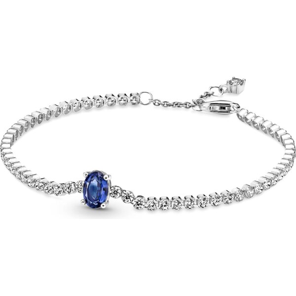 PANDORA tenisový náramok Trblietavé modré pavé 58185506
