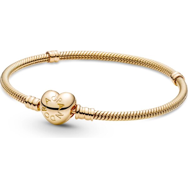 PANDORA zlatý náramok Moments so sponou v tvare srdca 58185595