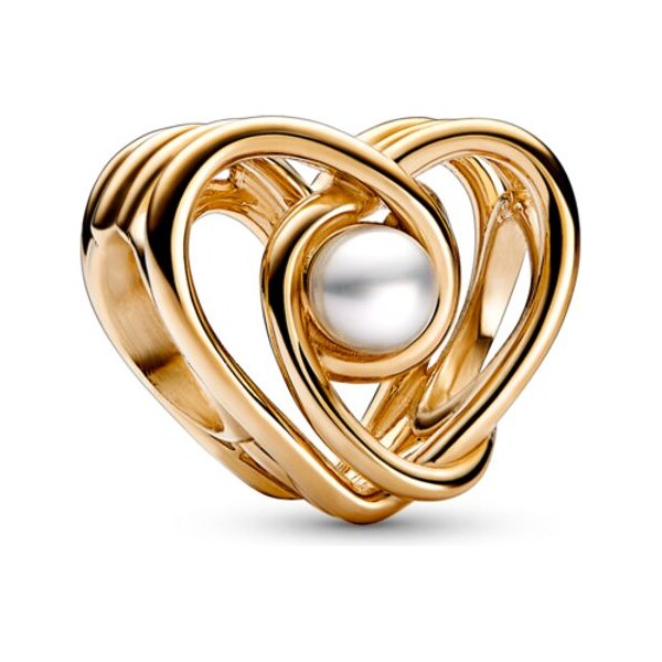 PANDORA prívesok Dierované rozvírené srdce a upravená sladkovodná 61879518