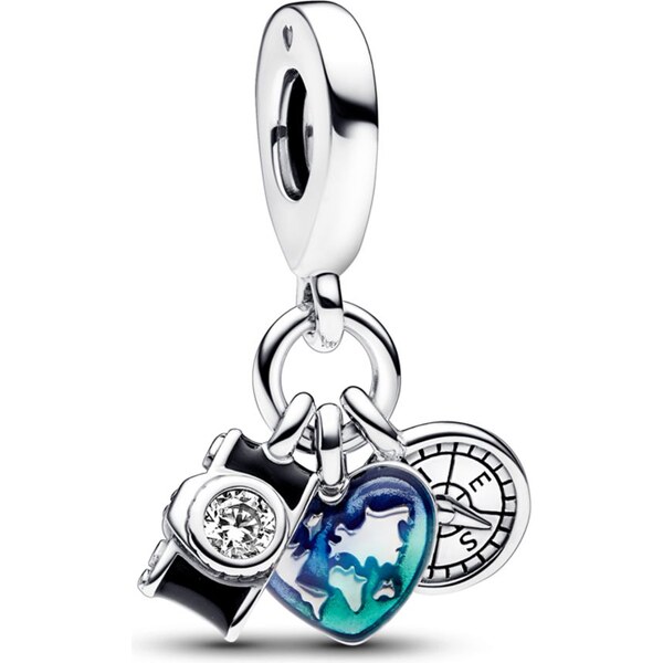 PANDORA prívesok Fotoaparát, srdce a kompas 58185853