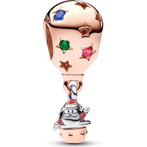 PANDORA prívesok Dvojfarebný Santa Claus v teplovzdušnom balóne 58185976