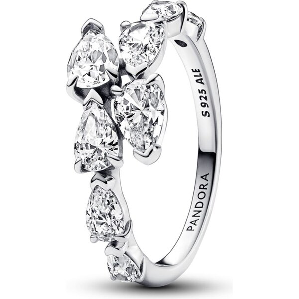 PANDORA prsteň Prekrývajúce sa trblietavé krúžky 58186008