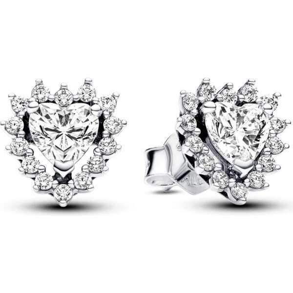 PANDORA Halo náušnice Trblietavé srdce 58186037