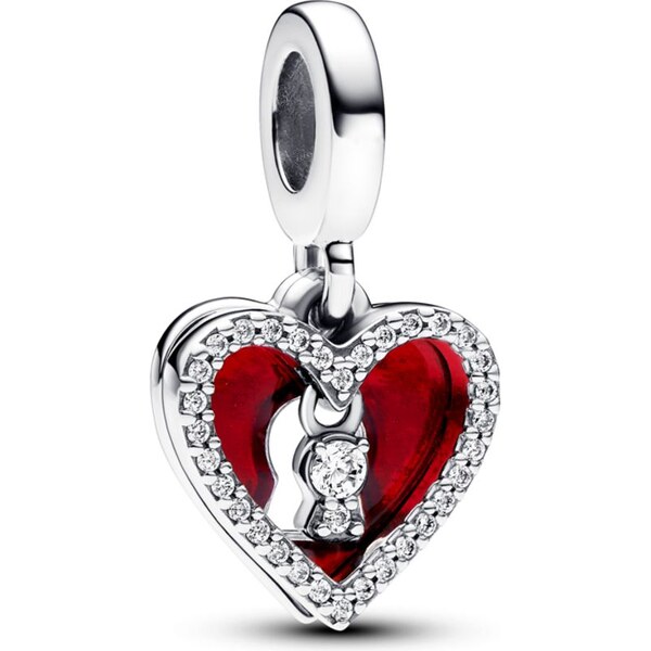 PANDORA prívesok Červené srdce a kľúčová dierka 58186093