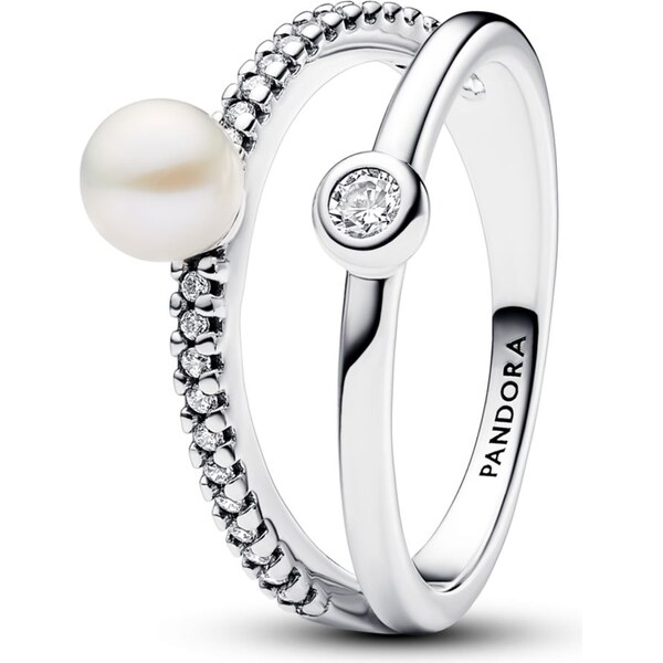 PANDORA Prsteň s dvoma krúžkami a upravená sladkovodná kultivovaná 58186139