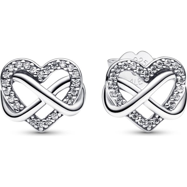 PANDORA náušnice Trblietavé srdce s nekonečnom 58185795