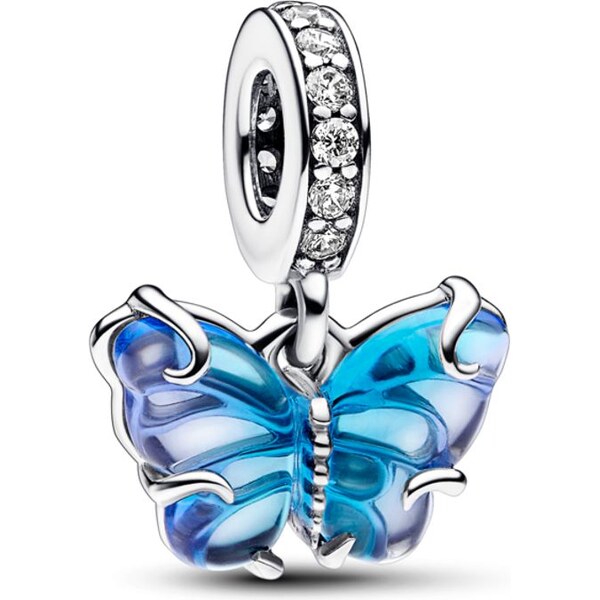 PANDORA prívesok Modrý motýľ z Murano skla 58185850