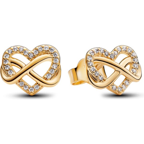 PANDORA Kôstkové náušnice Trblietavé srdce s nekonečnom 58186158
