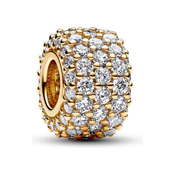 PANDORA pozlátený prívesok Trblietavé tri rady pavé 58185965