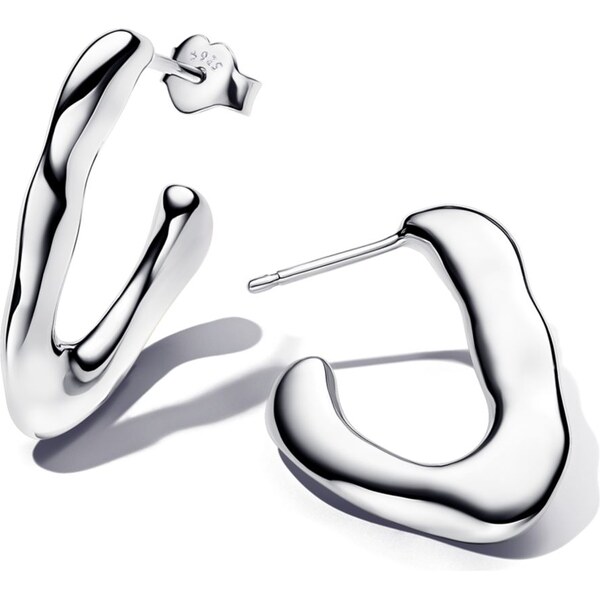 PANDORA Otvorené kruhové náušnice s organickým tvarom písmena V 58186201