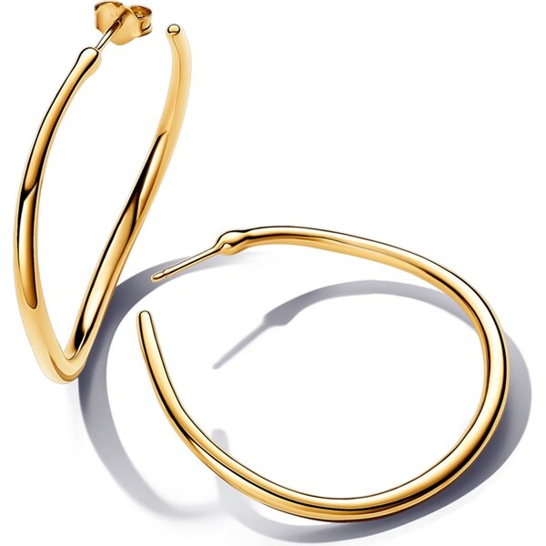 PANDORA otvorené kruhové náušnice s organickým tvarom 42mm 58186221