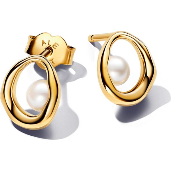 PANDORA náušnice Ovál s organickým tvarom a upravená sladkovodná 58186215