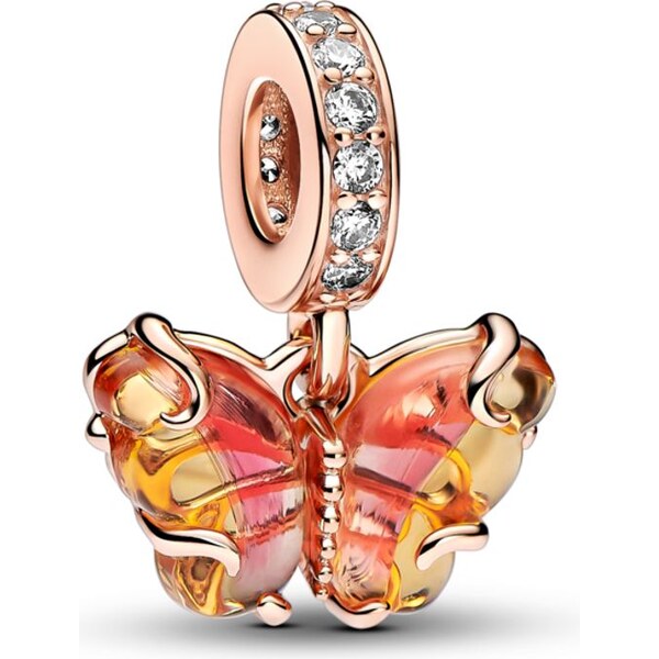 PANDORA Visiaci prívesok z ružovožltého skla Murano 58186238