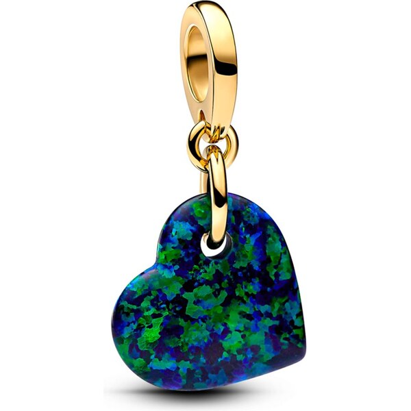 PANDORA visiaci prívesok Opaleskujúce zelené srdce 58186279