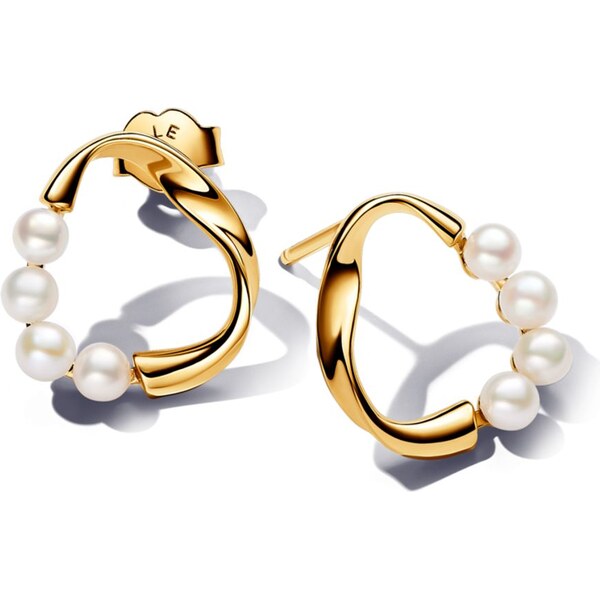 PANDORA náušnice Kruh s organickým tvarom a upravené sladkovodné 58186290