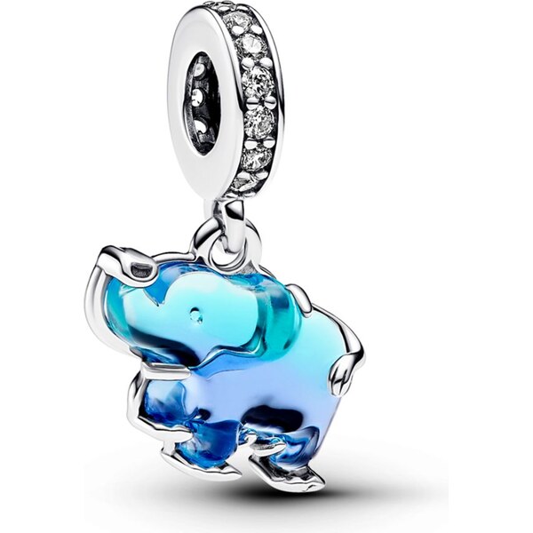 PANDORA visiaci prívesok Slon z modrého skla Murano 58186268