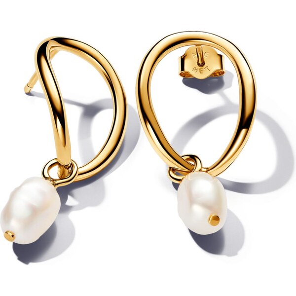 PANDORA Náušnice s organickým tvarom a baroková upravená skladkovodná 58186212