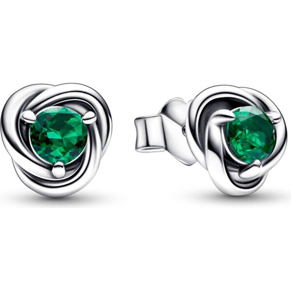 PANDORA náušnice Zelené kruhy večnosti 58186295