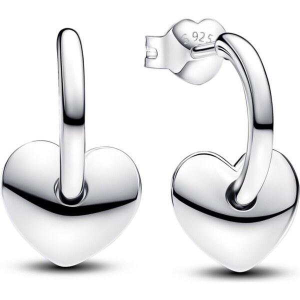 PANDORA Otvorené kruhové náušnice so srdiečkami 58186338