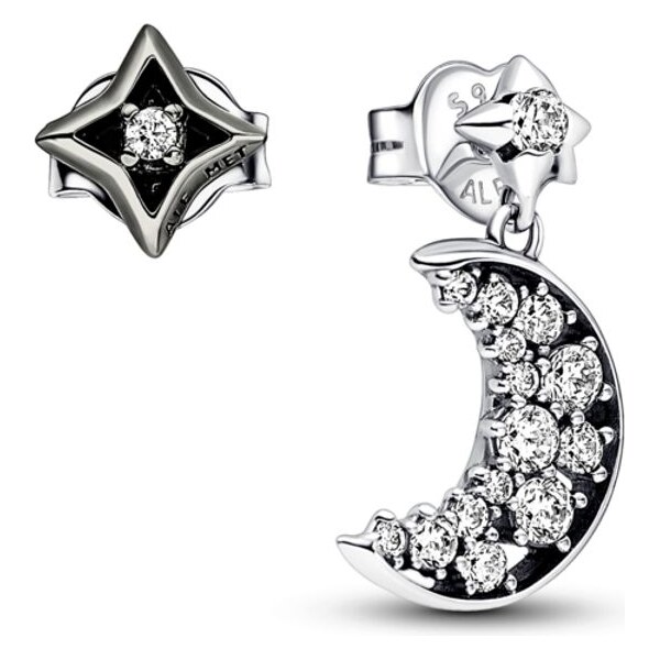 Kôstkové náušnice Trblietavý kosáčik mesiaca a hviezda 58266501