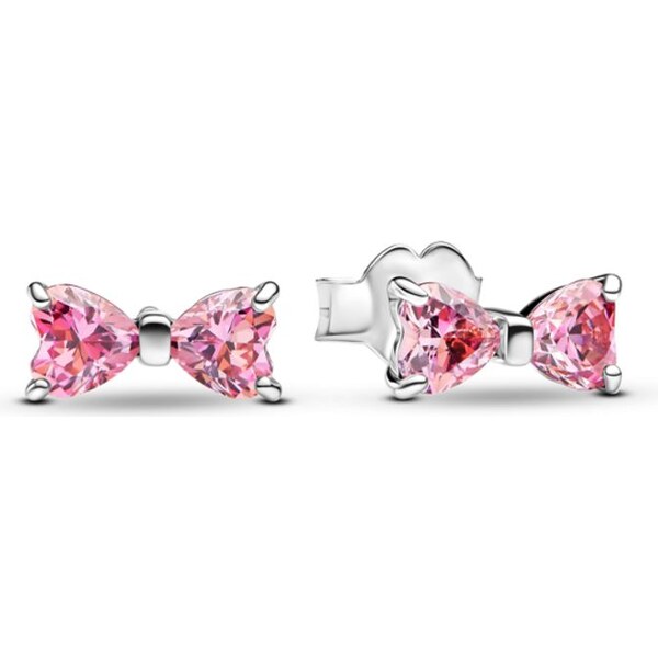 PANDORA peckové náušnice Tŕpytivá ružová mašlička 59072437