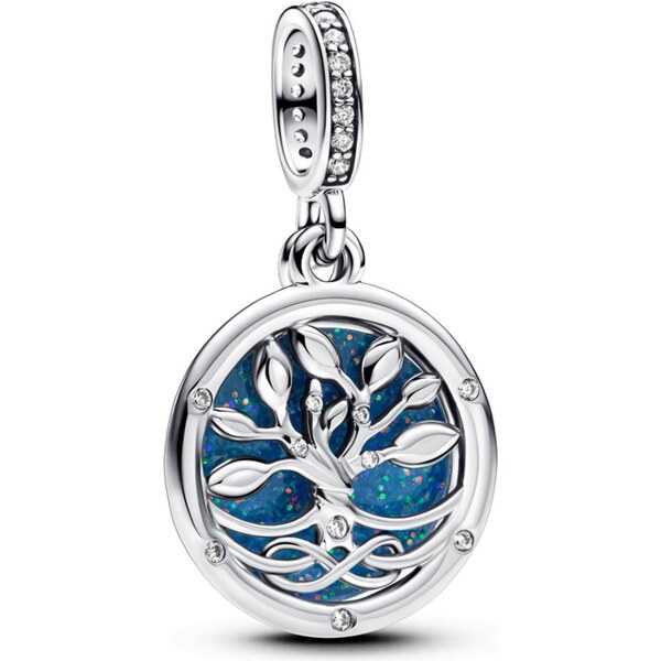 PANDORA dvojitý visiaci prívesok Strom s nekonečnom žiariaci v tme 59072449