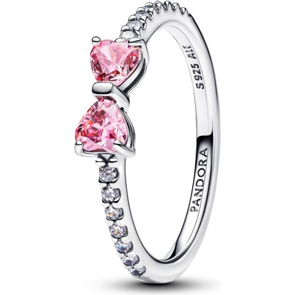 PANDORA prsteň Tŕpytivá ružová mašlička 59075665