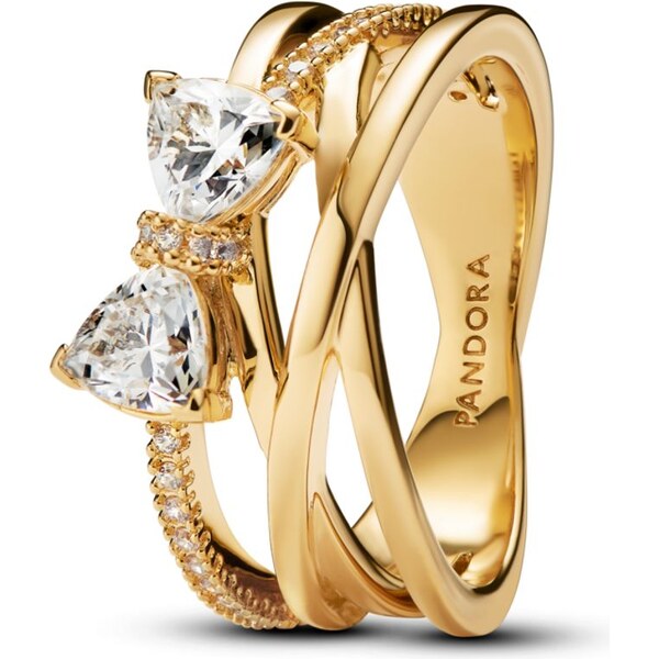 PANDORA Prsten Tŕpytivá mašlička a prekrížená stužka 59075676