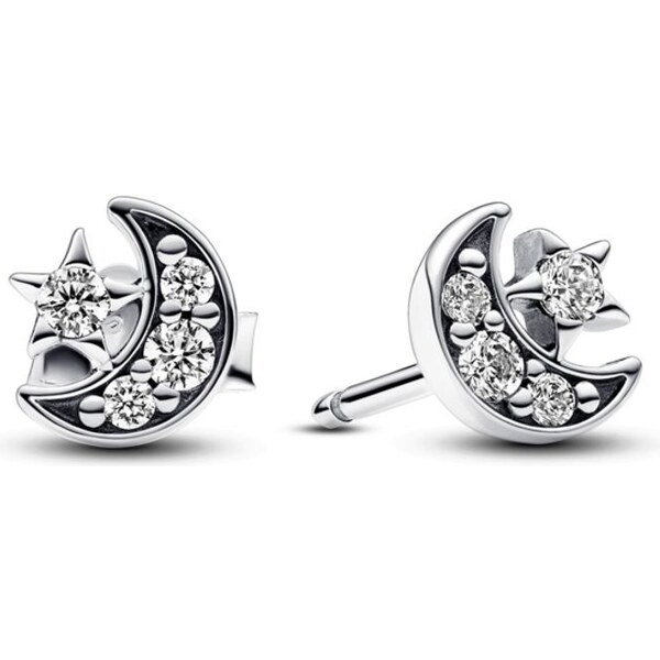 PANDORA náušnice Trblietavý mesiac a hviezda 60157043
