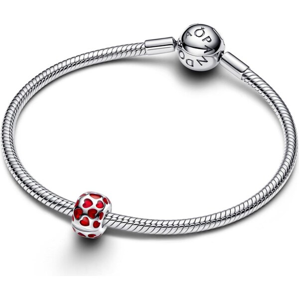 PANDORA Klip s červenými srdiečkami 61458078