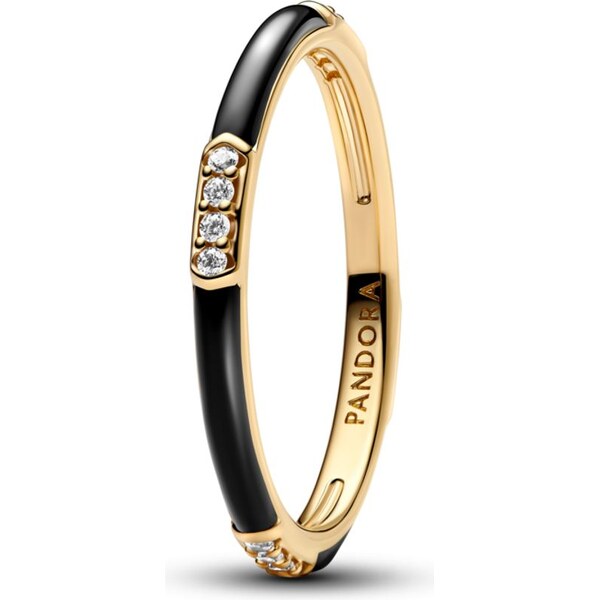 PANDORA prsteň Čierna glazúra a kamene 61458092